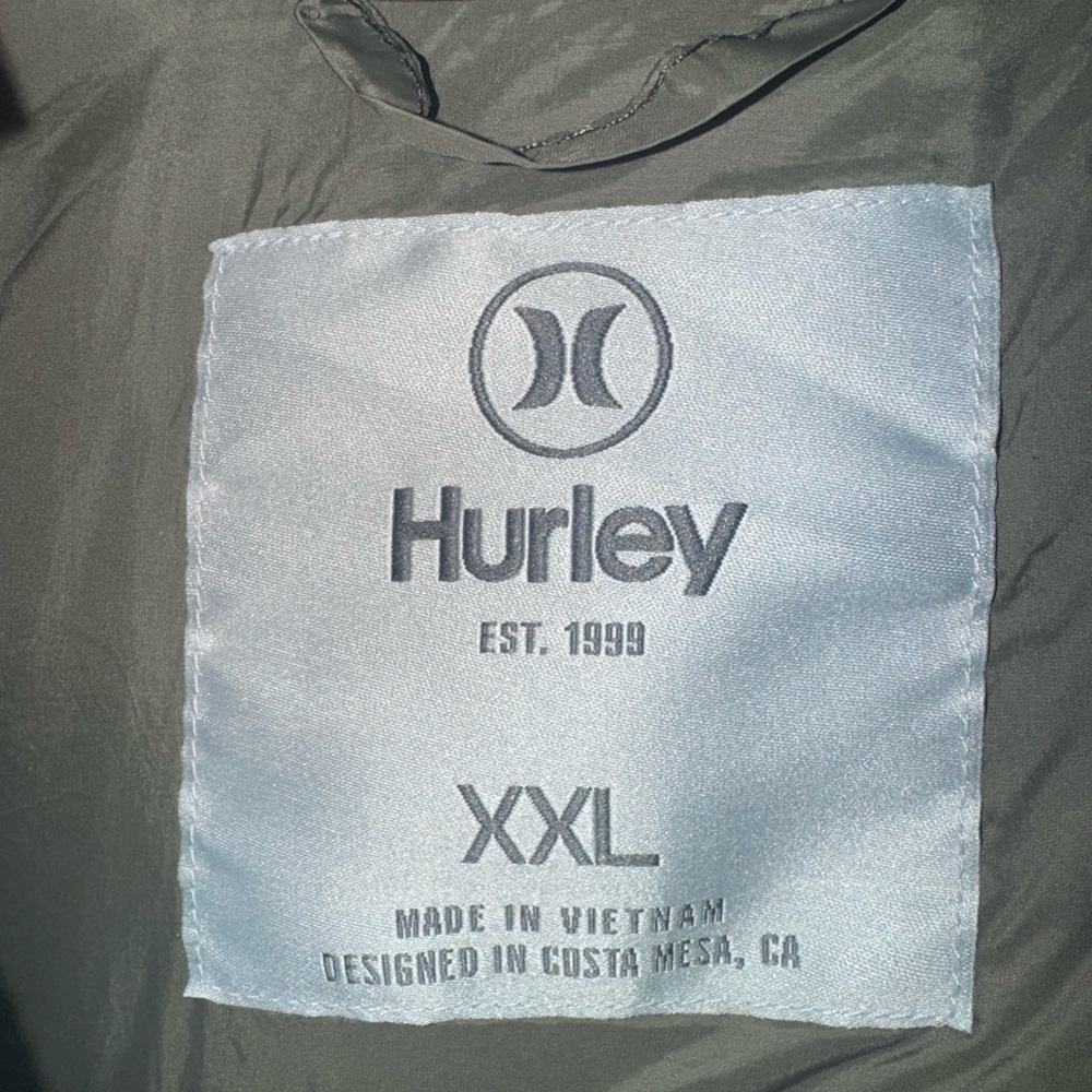 Hurley Men's Sage Green Puffer Jacket
